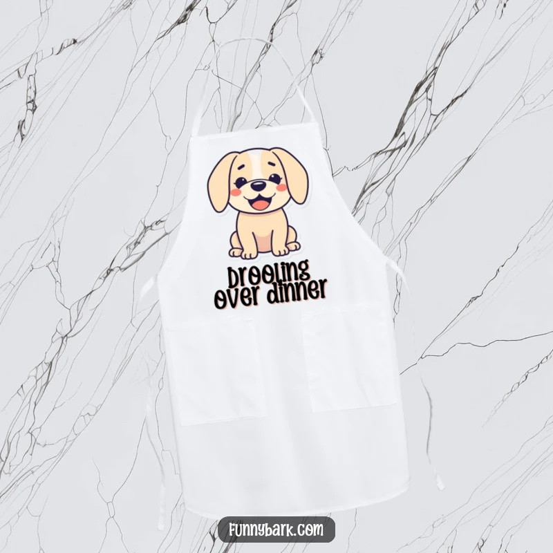 Funny apron: A dog silhouette with a big happy smile and droopy ears, making cooking a more joyful and funny experience.