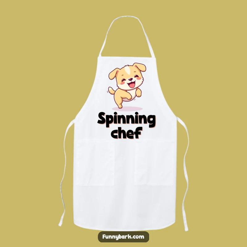 Funny Dog Tail Chase Apron: Energetic Pooch Spinning, Chef's Humorous Gift