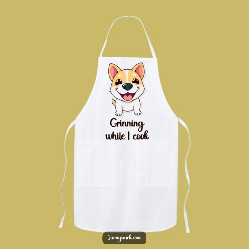 Funny Grinning Dog Greeting Apron - Kitchen Smiles Gift