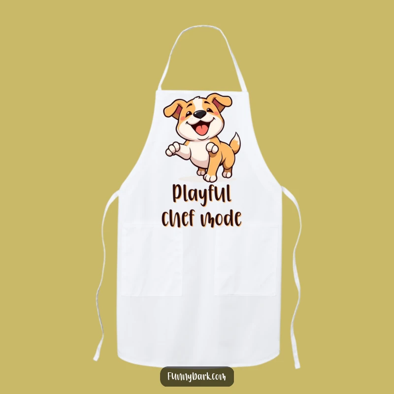 Funny Pouncing Dog Apron: Happy Bark Kitchen Fun - Hilarious Cooking Gift