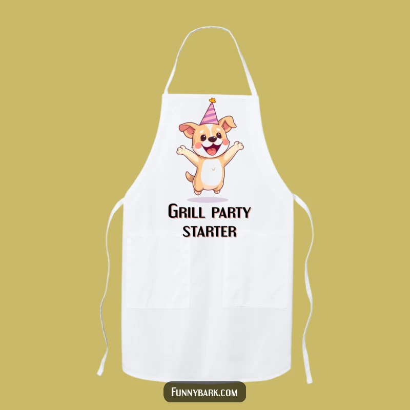 Funny Party Dog Jumping Apron: Cook with Hilarious Celebration Spirit, Great Gift!