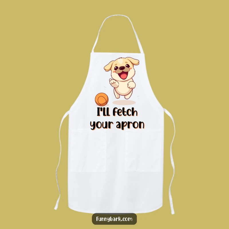 Funny Dog Chasing Ball Apron - Cook with Canine Playfulness!