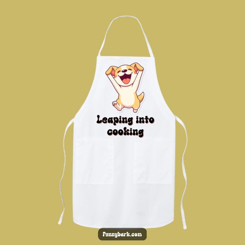 Funny Leaping Dog Apron - Cook With Energy And Comedy In The Kitchen