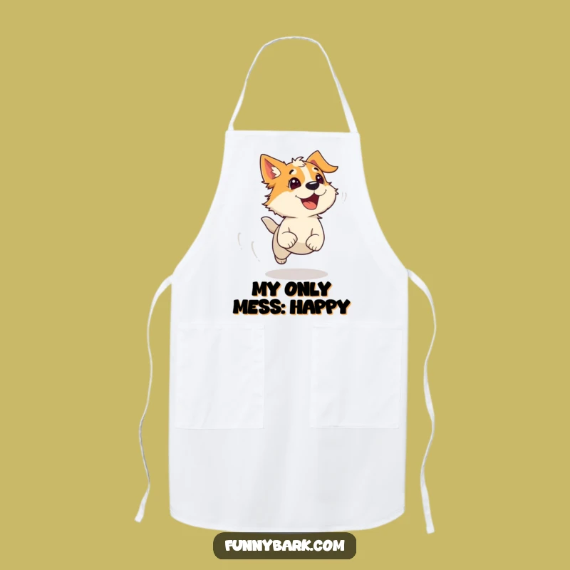 Funny Dog Running Apron: Kitchen Barking Wear, Cooking Gift