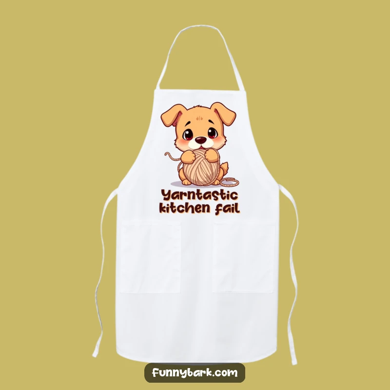 Funny Dog Yarn Apron - Kitchen Pup Chef Bib Tangled Pet Gift