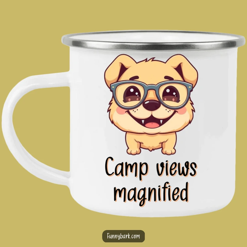 Funny Dog Glasses Camping Mug - Outdoor Pup Silly Grin Cup Gift
