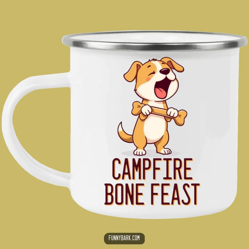 Funny Standing Dog Camping Mug: Bone Bark Enamel Cup - Hilarious Outdoor Gift