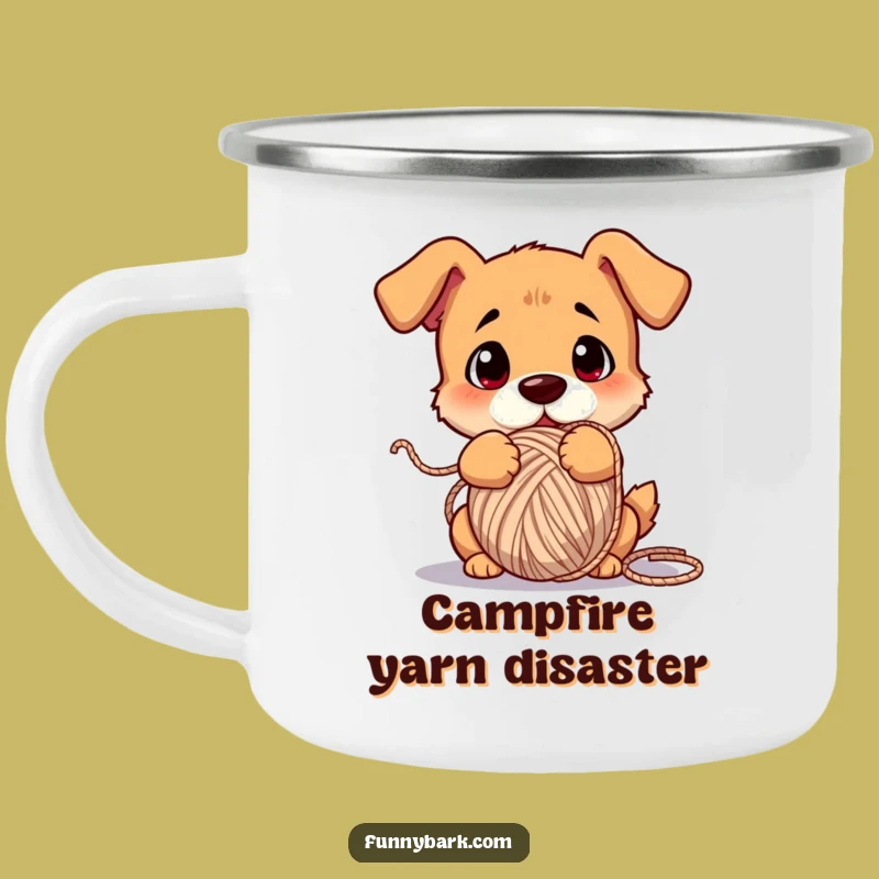 Funny Dog Yarn Camping Mug - Outdoor Pup Tangled Cup Pet Gift
