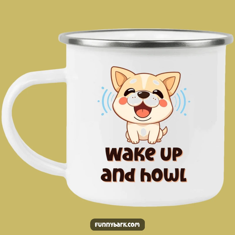 Funny Dog Barking Sound Waves Camping Mug - Adventure with Canine Joy