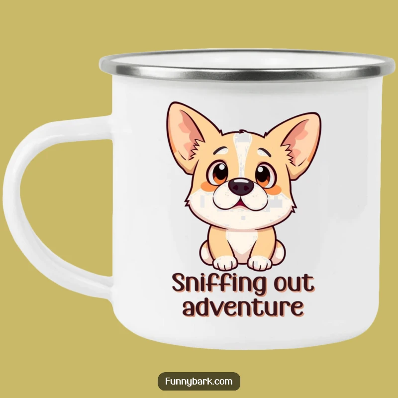 Funny Dog Camping Mug: Surprised Pup for Outdoor Adventures