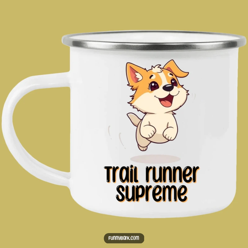 Funny Dog Running Camping Mug: Durable Barking Cup, Outdoor Gift