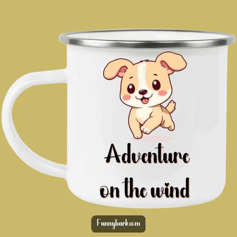Funny Dog Running Camping Mug - Outdoor Pup Ears Flapping Wind Cup Gift