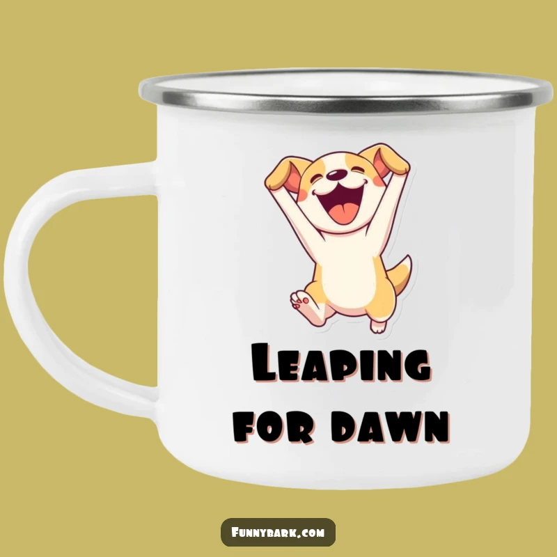 Funny Leaping Dog Camping Mug - Adventure Sips With Energetic Canine Fun