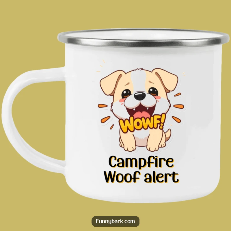 Funny Woof Dog Camping Mug - Hilarious Outdoor Adventure Companion