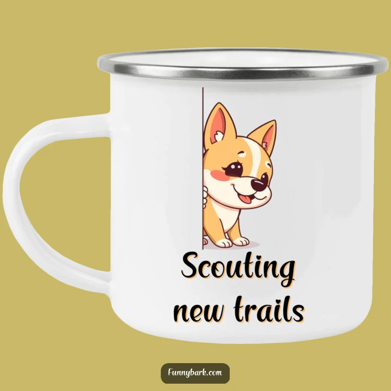 Funny Stealth Dog Camping Mug: Peek-a-Bark Enamel Cup - Hilarious Outdoor Gift