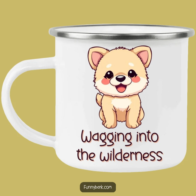 Funny Dog Camping Mug: Fuzzy Pup Wagging Tail - Cheerful Outdoor Gift