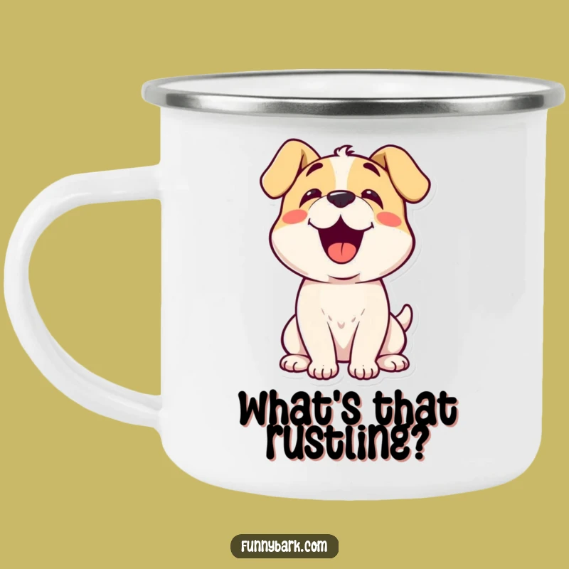 Funny Curious Dog Camping Mug: Sip & Ponder!