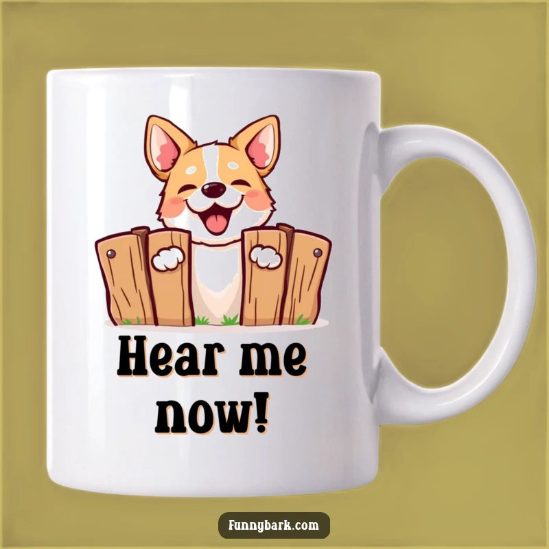 Funny Barking Dog Mug - Fence Surpriser Pup Gift