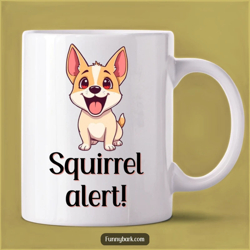 Funny Dog Excitement Mug: Eager Pup Anticipation, Perfect Gift for Alert Dog Lovers