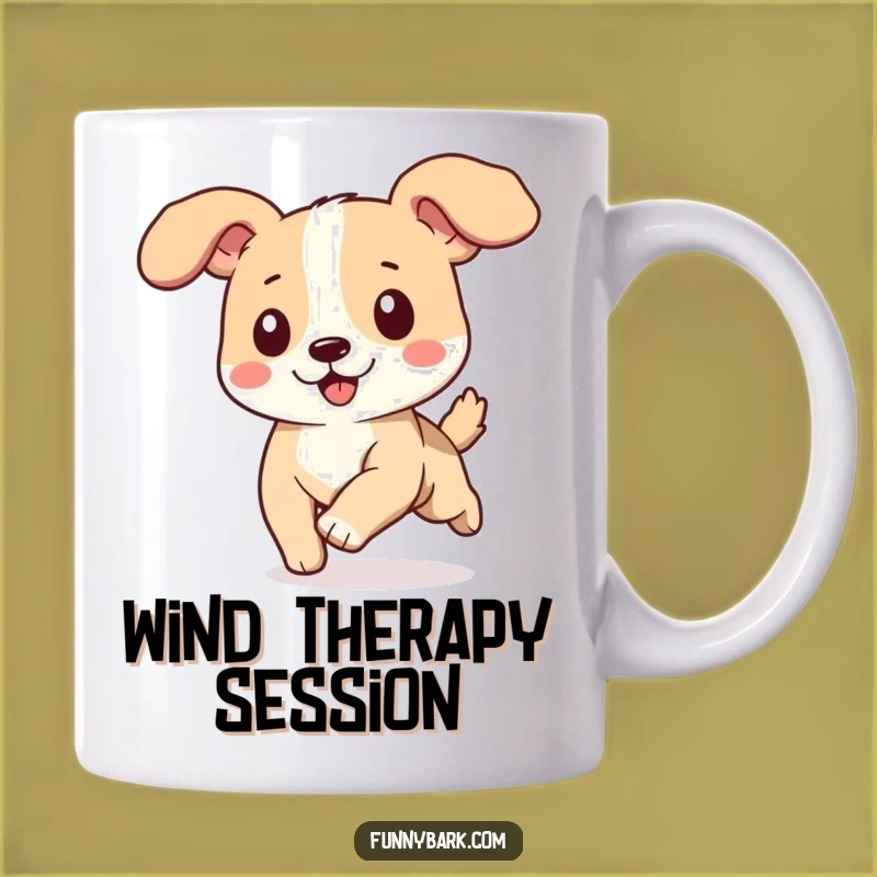 Funny Dog Running Mug - Ears Flapping Happy Pup Wind Joy Gift