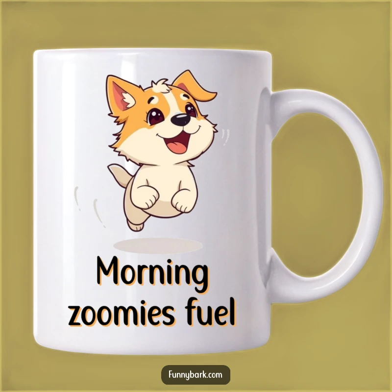 Funny Running Dog Mug: Windy Bark Action - Hilarious Gift for Dog Lovers
