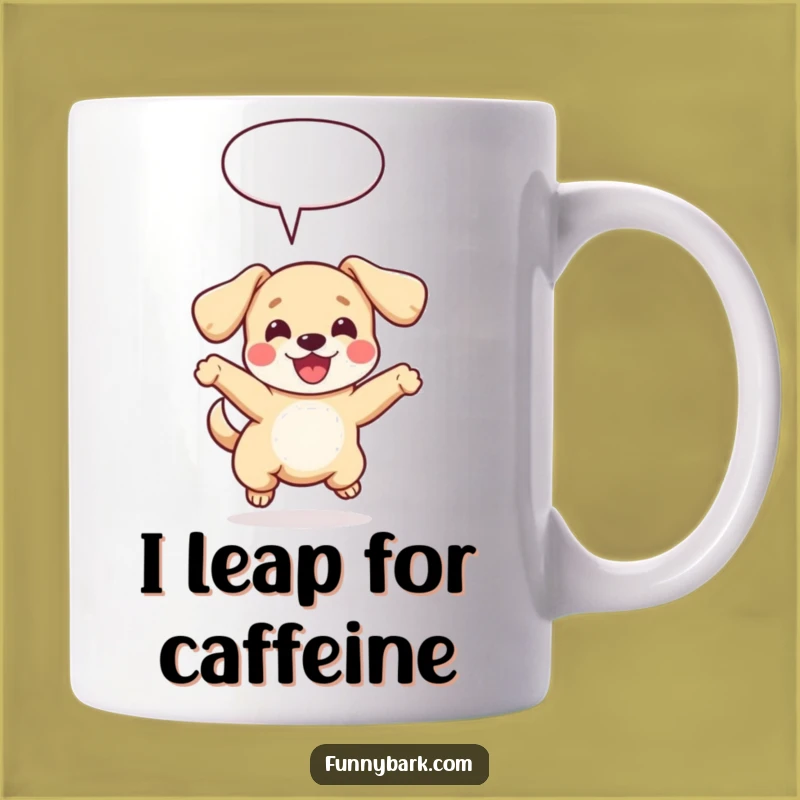 Funny Dog Leap Mug: Floppy-Eared Pup Joyfully Leaping, Perfect Gift
