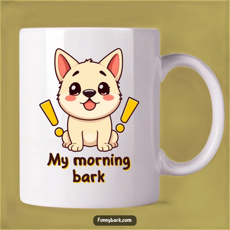 Funny Happy Dog Exclamation Mug - Barking with Joyful Excitement!