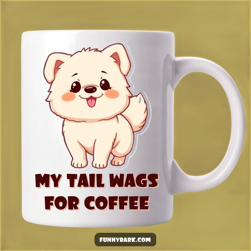 Funny Fluffy Dog Mug Gift - Excited Tail Wagger