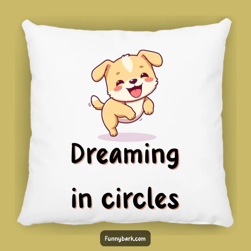 Funny Dog Tail Chase Pillow: Cozy Pooch Spinning, Comfy Humorous Accent