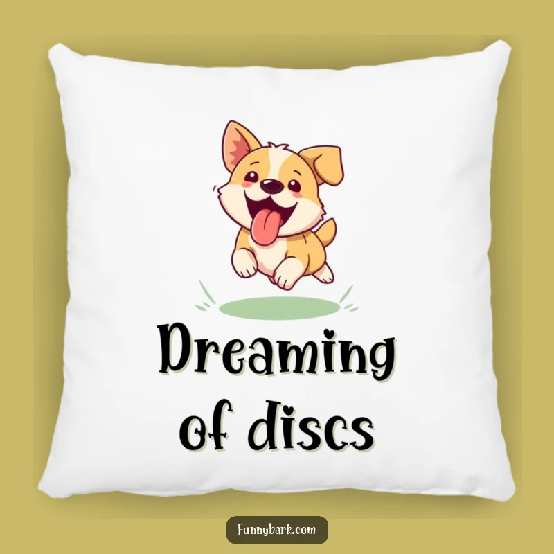 Funny Dog Frisbee Pillow - Cozy Canine Chase Cushion Outdoor Humor Gift
