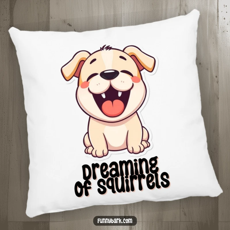 Funny barking dog pillow featuring a cartoon dog’s happy, wide-open mouth mid-bark, bringing cheer and comfort.