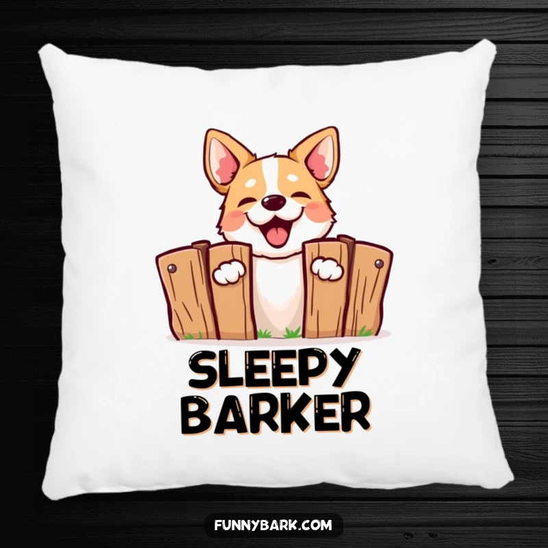 Funny Barking Dog Pillow: A dog peeking over a fence, energetically barking, perfect for adding a touch of fun to your couch.