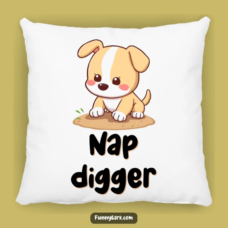 Funny Dog Digging Pillow: Cozy Pooch Pawing Dirt, Comfy Humorous Accent