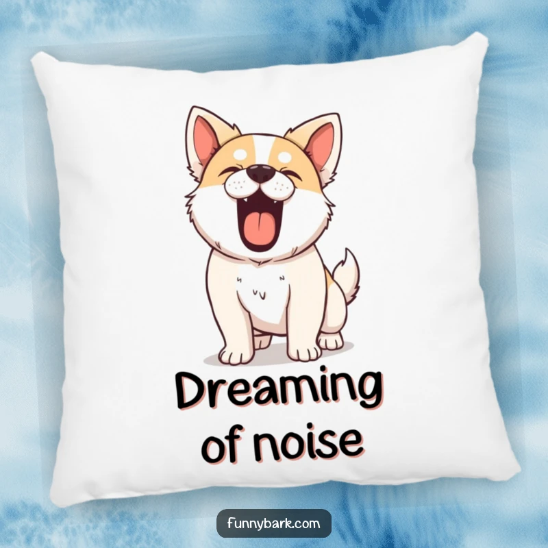 Funny Dog Pillow, a soft cushion featuring a dog barking powerfully with its chest puffed out, radiating protective warmth.