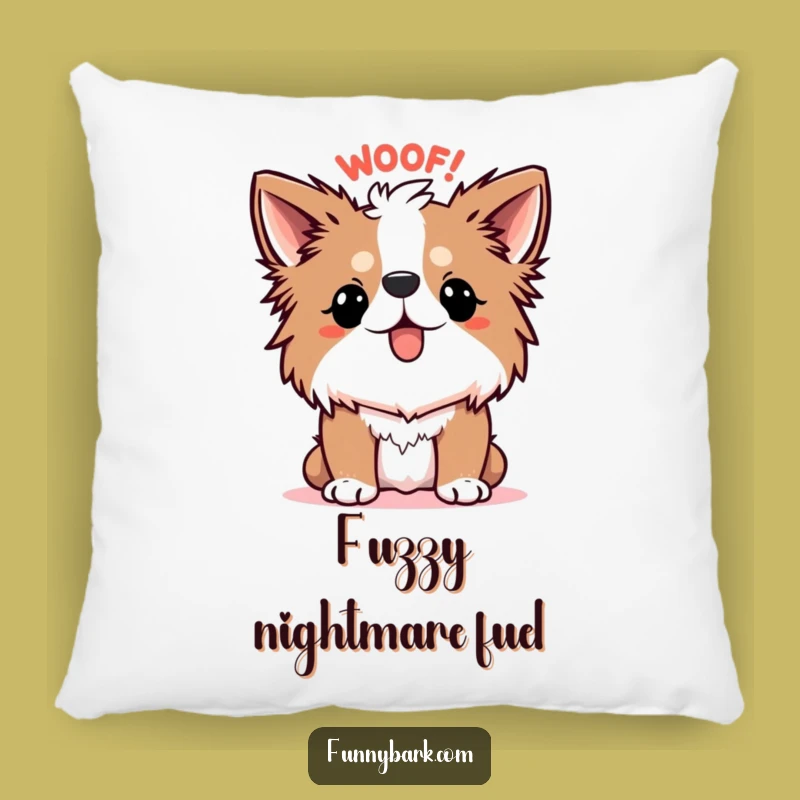 Funny Pillow - Spiky Fur WOOF! Cushion, Startled Canine Decor, Excellent Funny Gift
