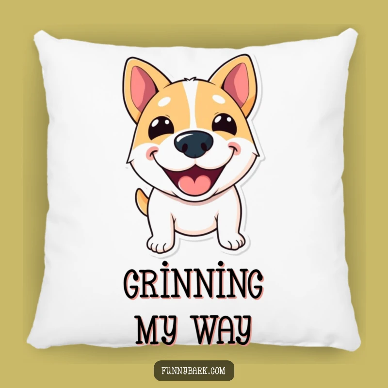 Soft Funny Grinning Dog Pillow - Cozy & Cheerful Decor