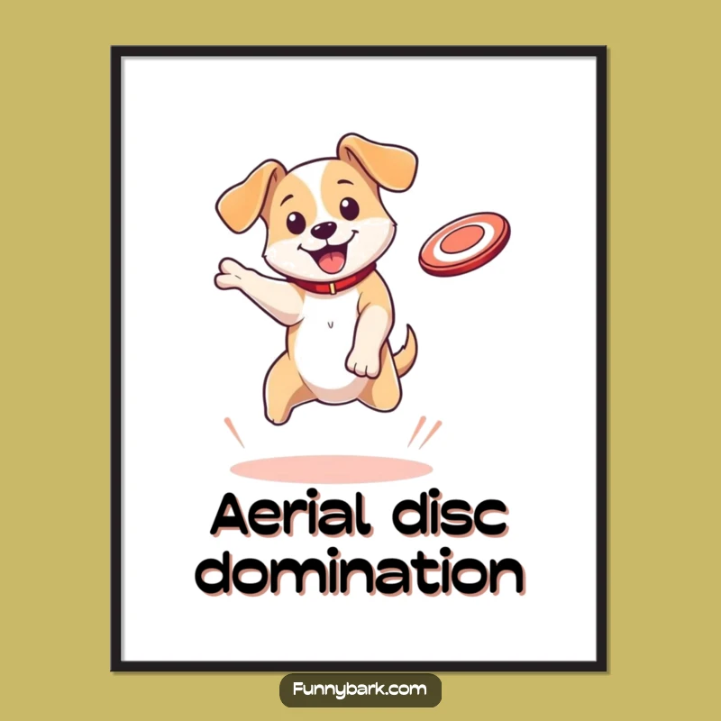 Funny Dog Digital Art: Bouncing Pup Disc Catch - Instant Energetic Decor