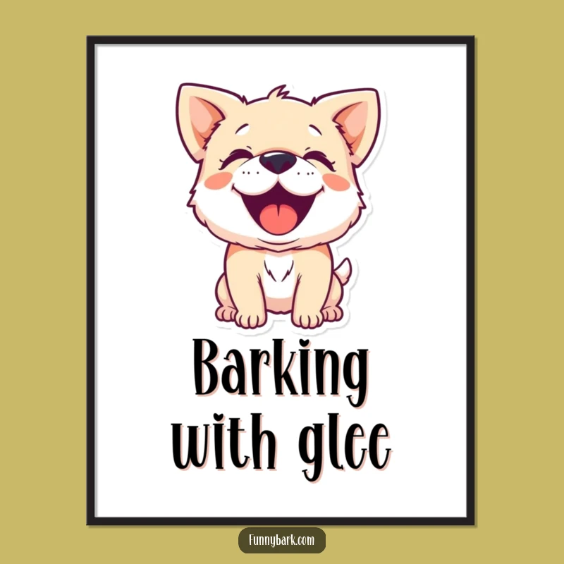 Funny Dog Barking Joyful Digital Print: Exuberant Character - Instant Download