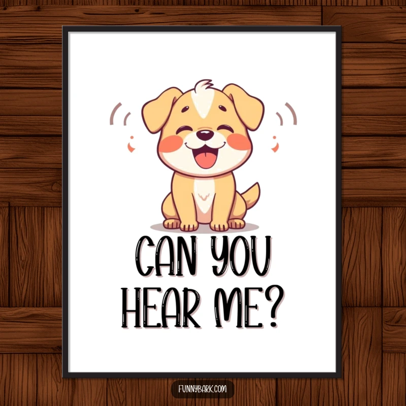 Funny Dog Digital Art: A dog joyfully barking, with sound waves illustrating its happy vocalizations, full of fun.