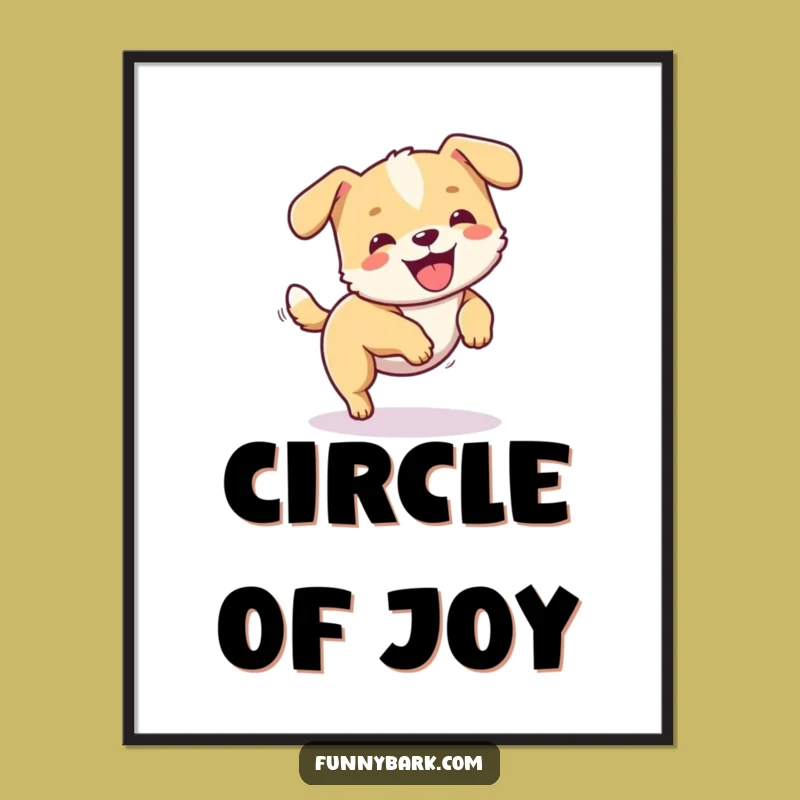 Funny Dog Tail Chase Digital Art: Energetic Pooch Spinning, Instant Download