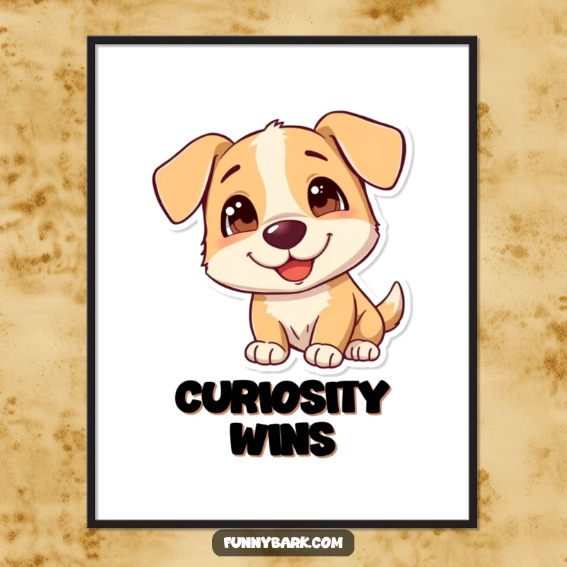 Funny Dog Digital Art showcasing a curious, head-tilting dog, offering instant charm and humor for wall decor, a perfect gift.