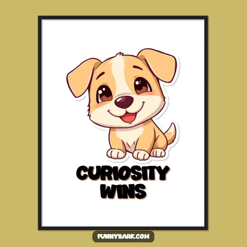 Funny Dog Digital Art: Downloadable Curious Canine Wall Art, Perfect Gift