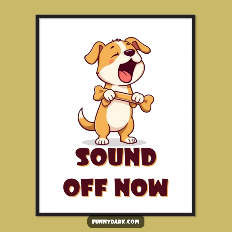 Funny Barking Dog Digital Art: Hilarious Canine Bone Illustration for Your Walls