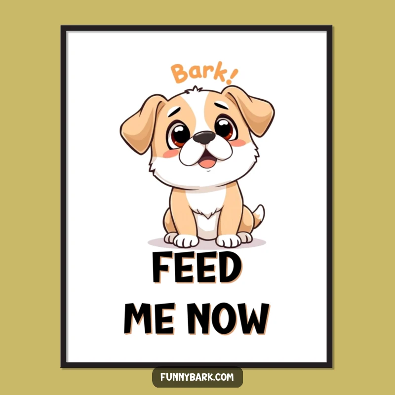 Funny Dog Digital Art: 'Bark Bark' Expectant Pup Print - Instant Hilarious Decor Gift
