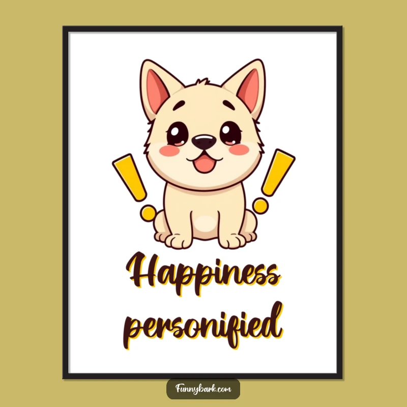 Funny Happy Dog Exclamation Digital Art - Instant Canine Joy Decor!