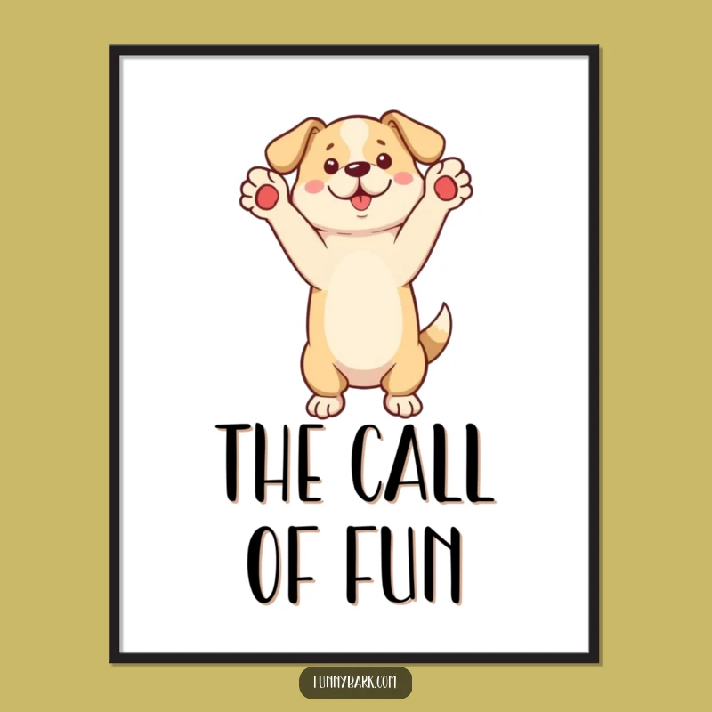 Funny Standing Dog Digital Art - Instant Playful Download