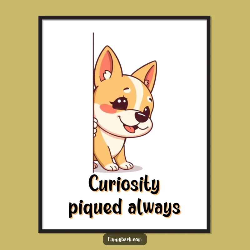 Funny Stealth Dog Digital Art Print: Peek-a-Bark - Instant Hilarious Decor