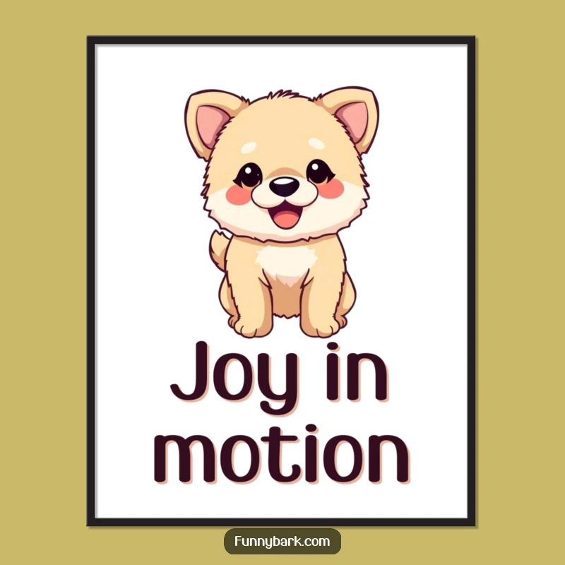 Funny Dog Digital Art: Fuzzy Pup Wagging Tail - Instant Cheerful Decor