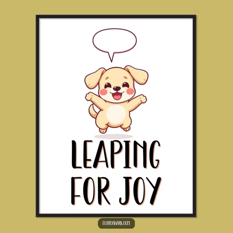 Funny Dog Leap Digital Print: Instant Cheer with a Joyful Pup Design