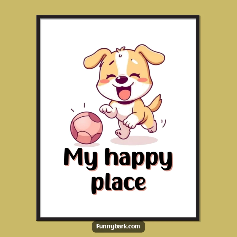 Funny Dog Chasing Ball Digital Art: Instant Hilarious Decor!